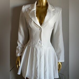 Elegant White Women's Blazer Dress